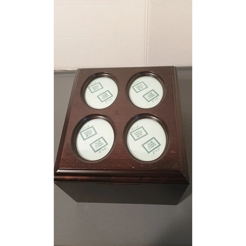 The Bombay Company Photo Memory Box Unisex OS Brown Good 1996 Wooden 4-Slot Lid